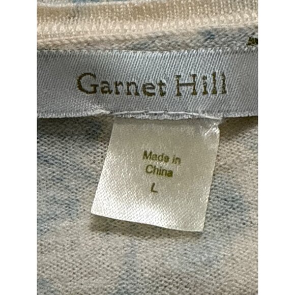 Garnet Hill Size L Blue Floral ButtonFront Merino Wool Cropped Cardigan Sweater - Picture 4 of 7